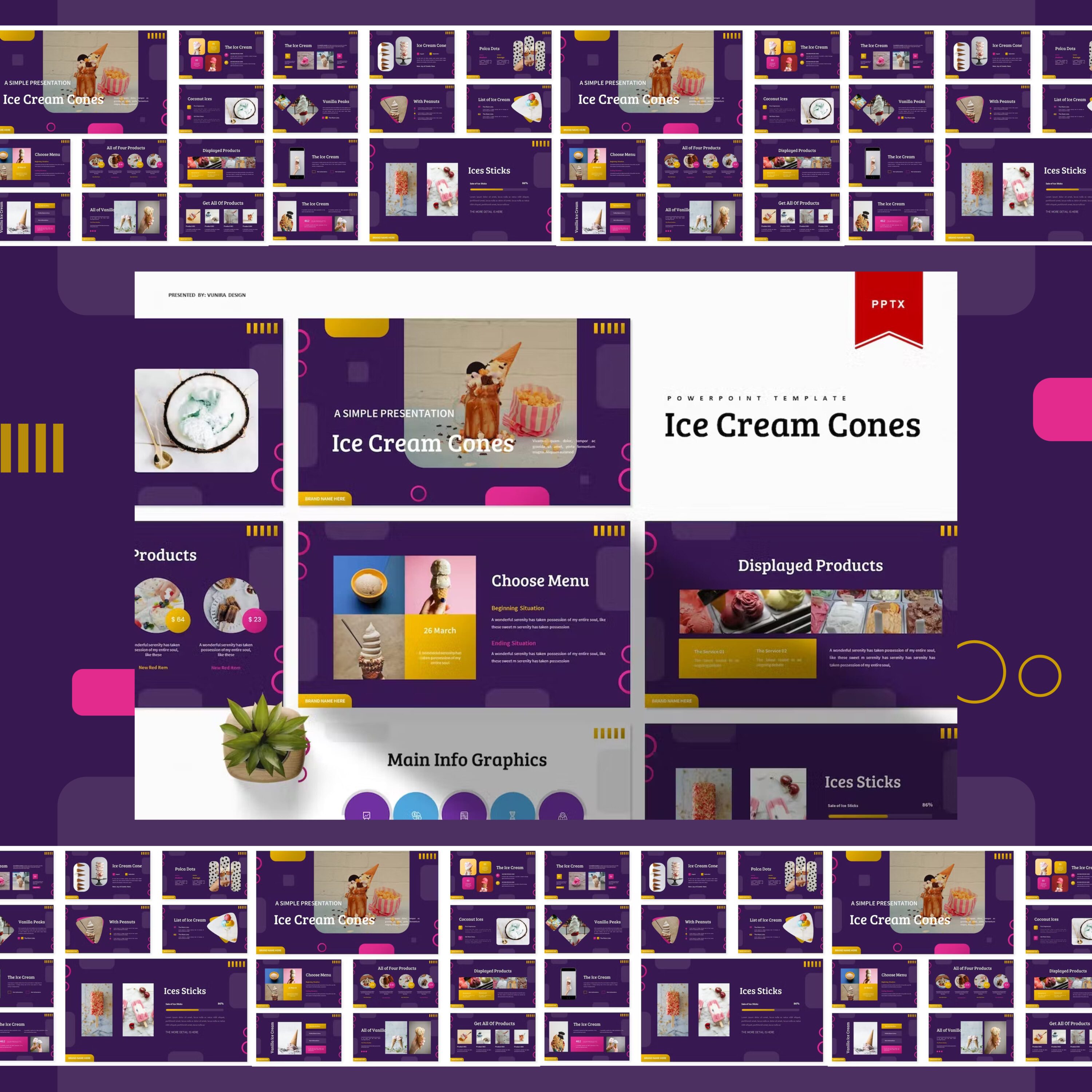 Preview ice cream cones powerpoint template.