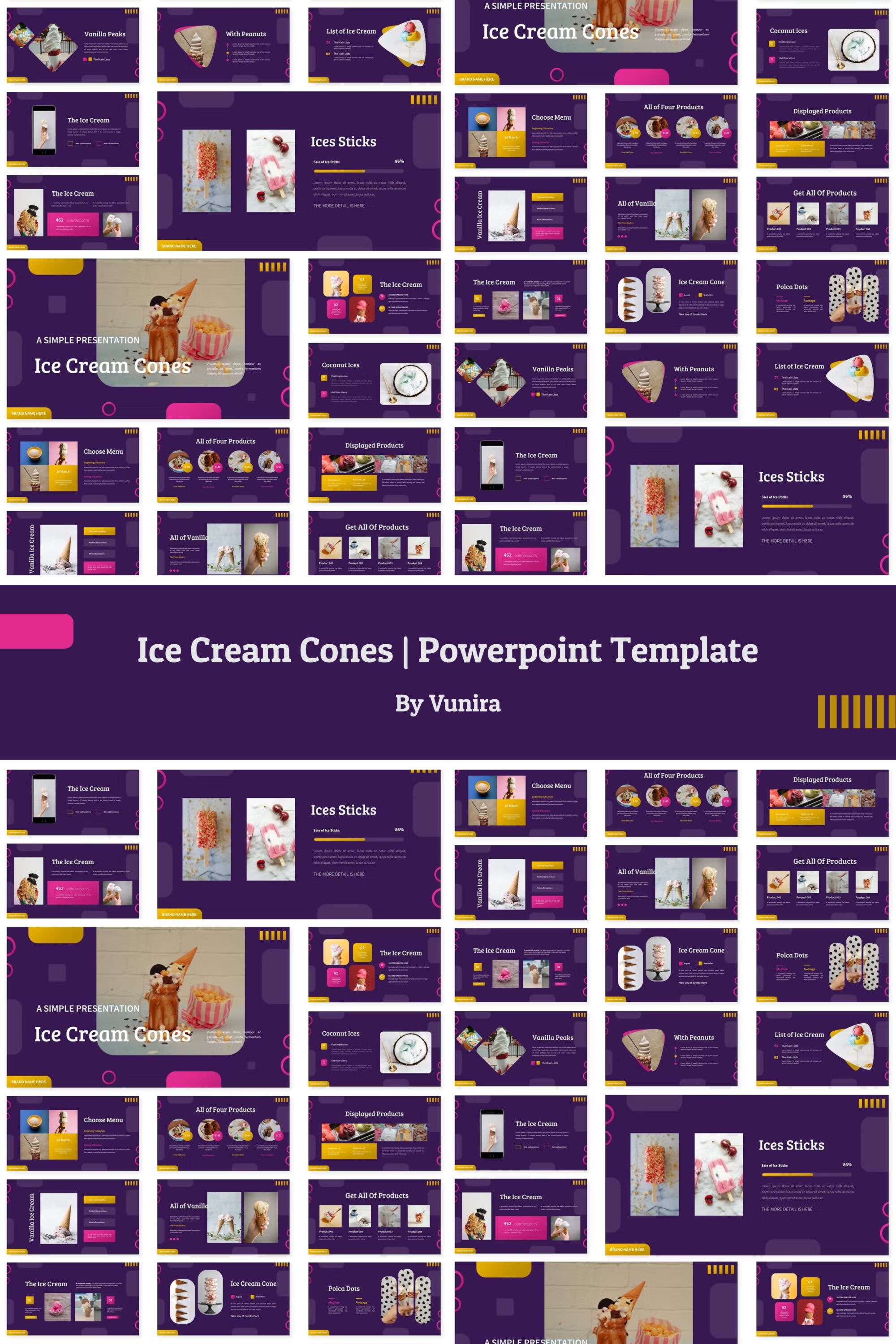 Ice cream cones powerpoint template of pinterest.