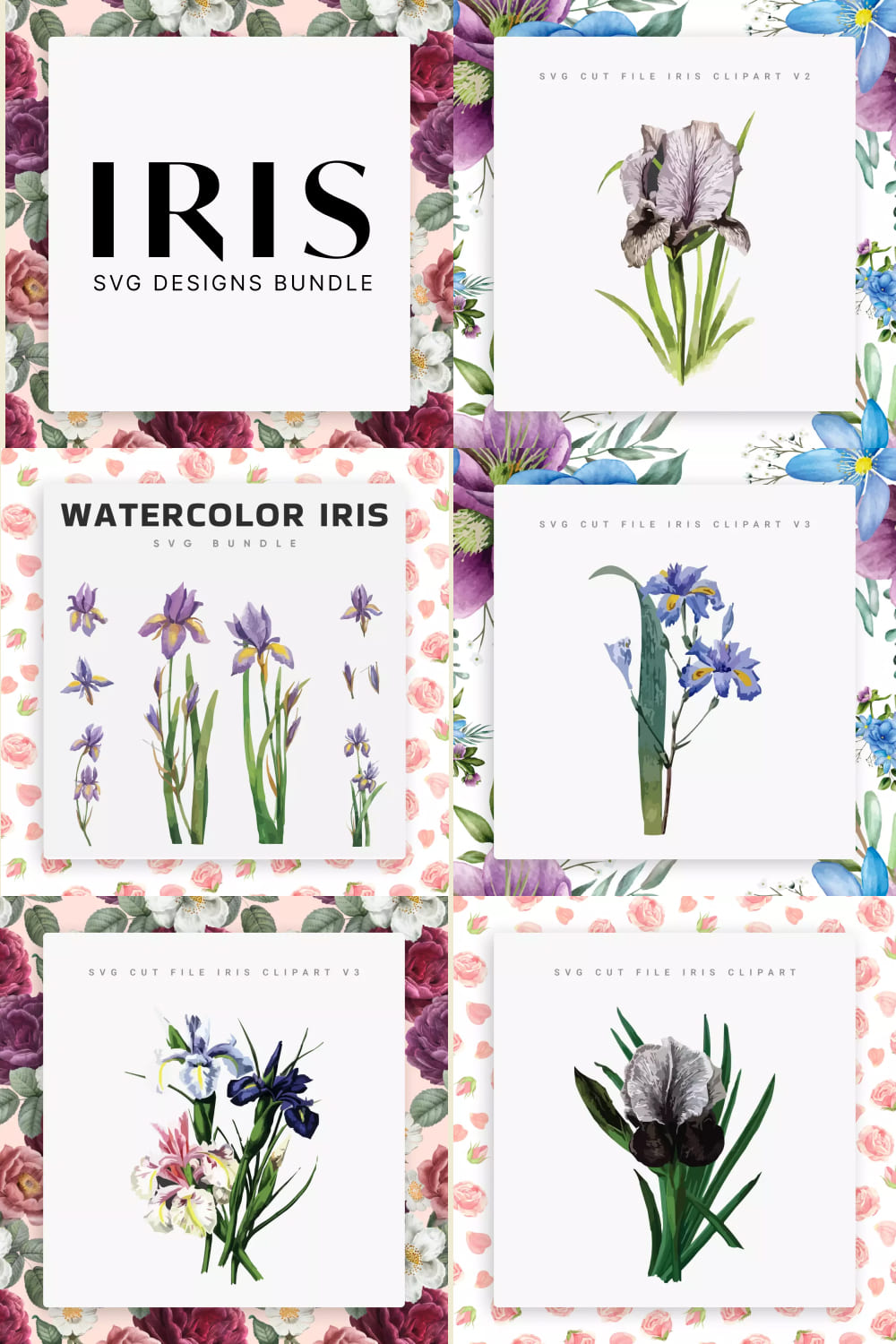 Iris svg designs bundle images of pinterest.