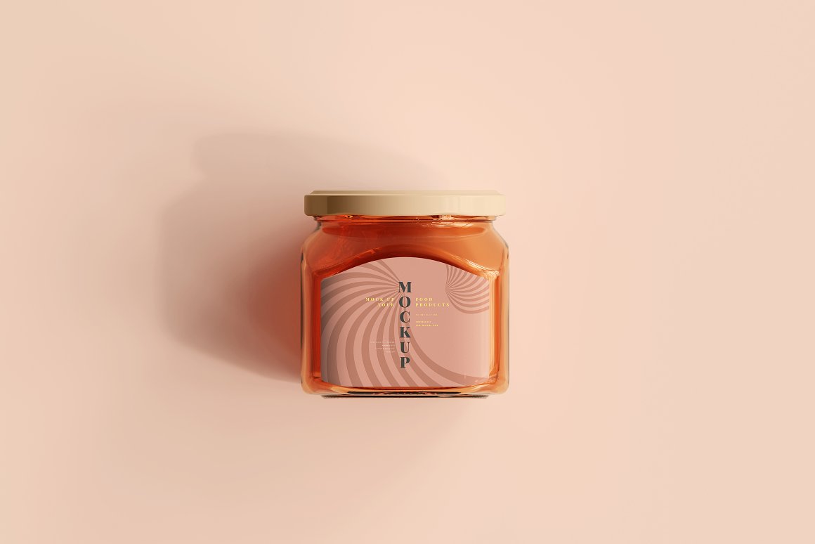 A jar with a common print on the background.