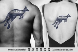 Kangaroo Double Exposure Tattoo – MasterBundles