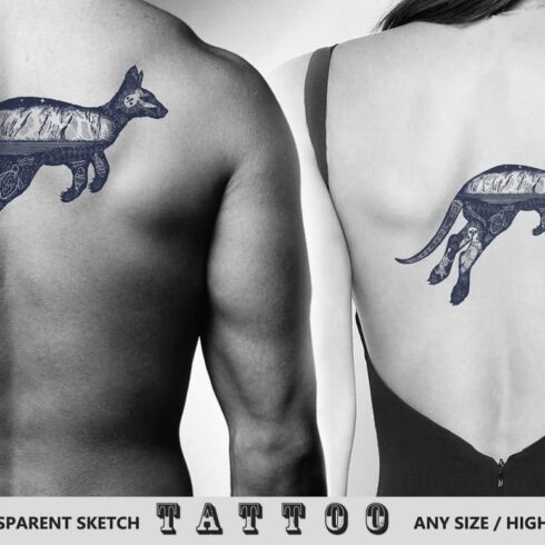 Kangaroo Double Exposure Tattoo | Master Bundles