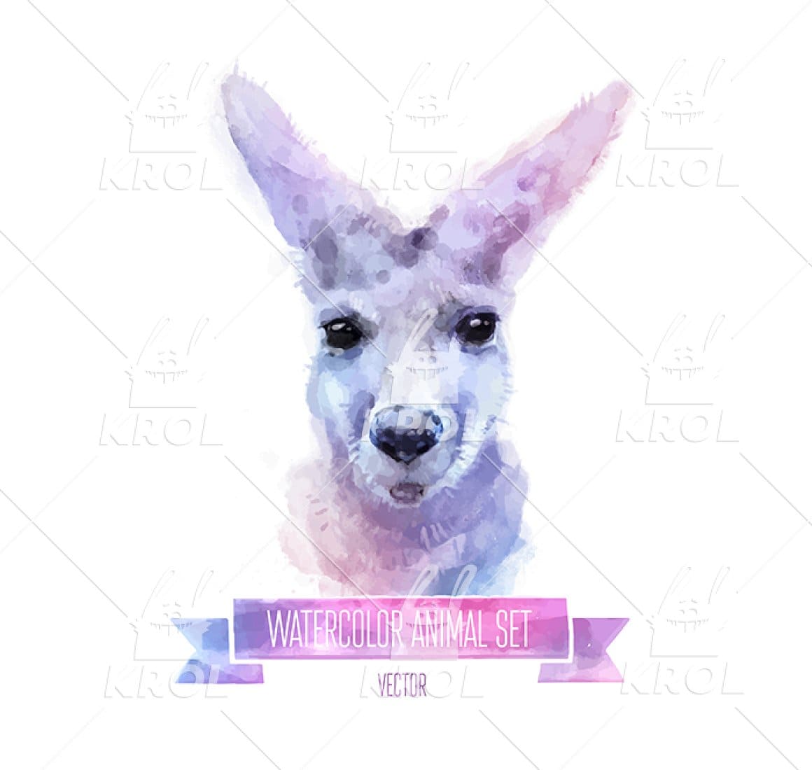 Kangaroo Head Watercolor Set preview image.