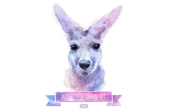 Kangaroo Watercolor Set Design preview image.
