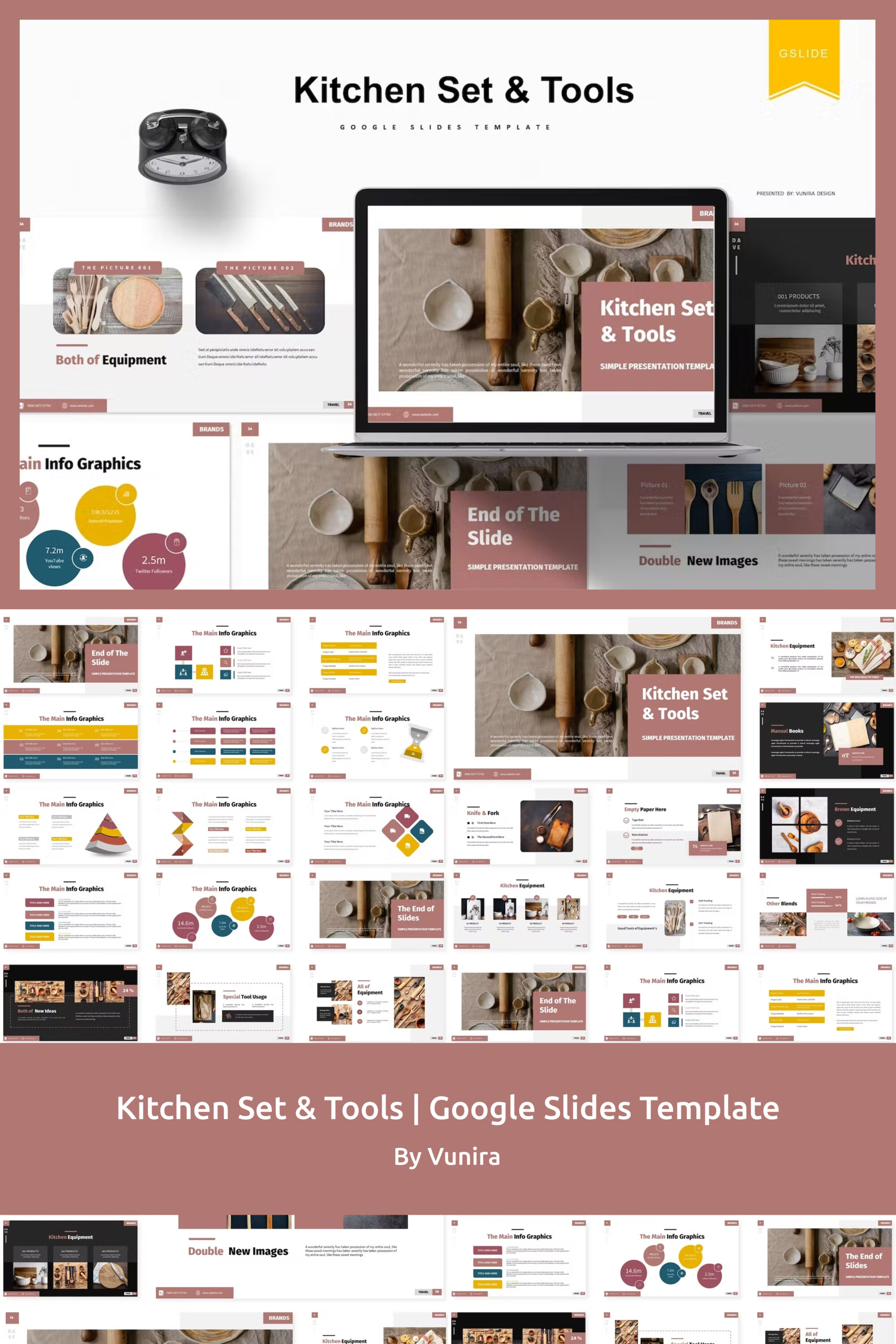 Kitchen set tools google slides template of pinterest.