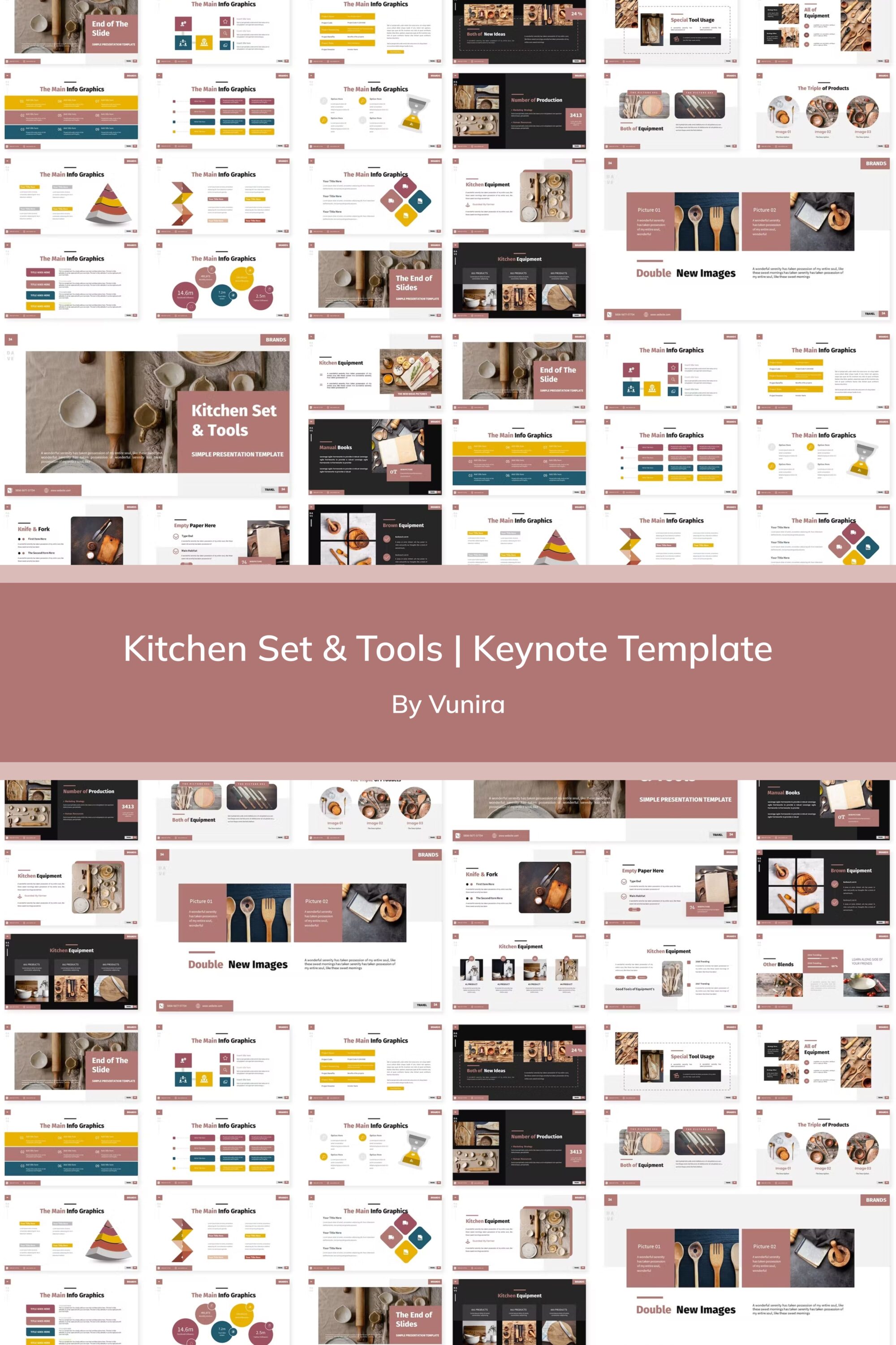 Kitchen set tools keynote template of pinterest.