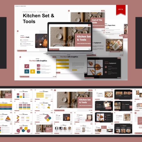Preview kitchen set tools powerpoint template.