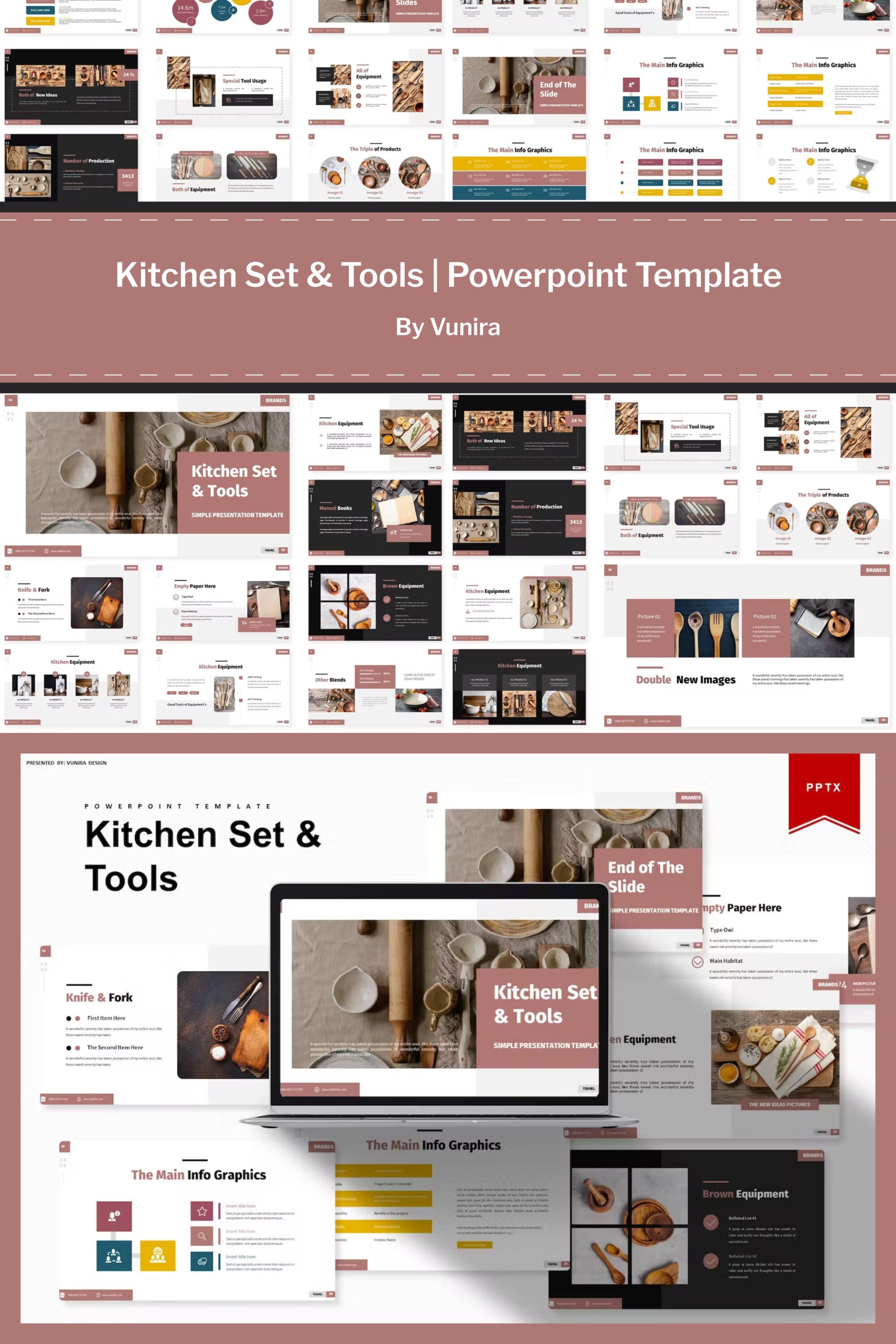 Kitchen set tools powerpoint template of pinterest.