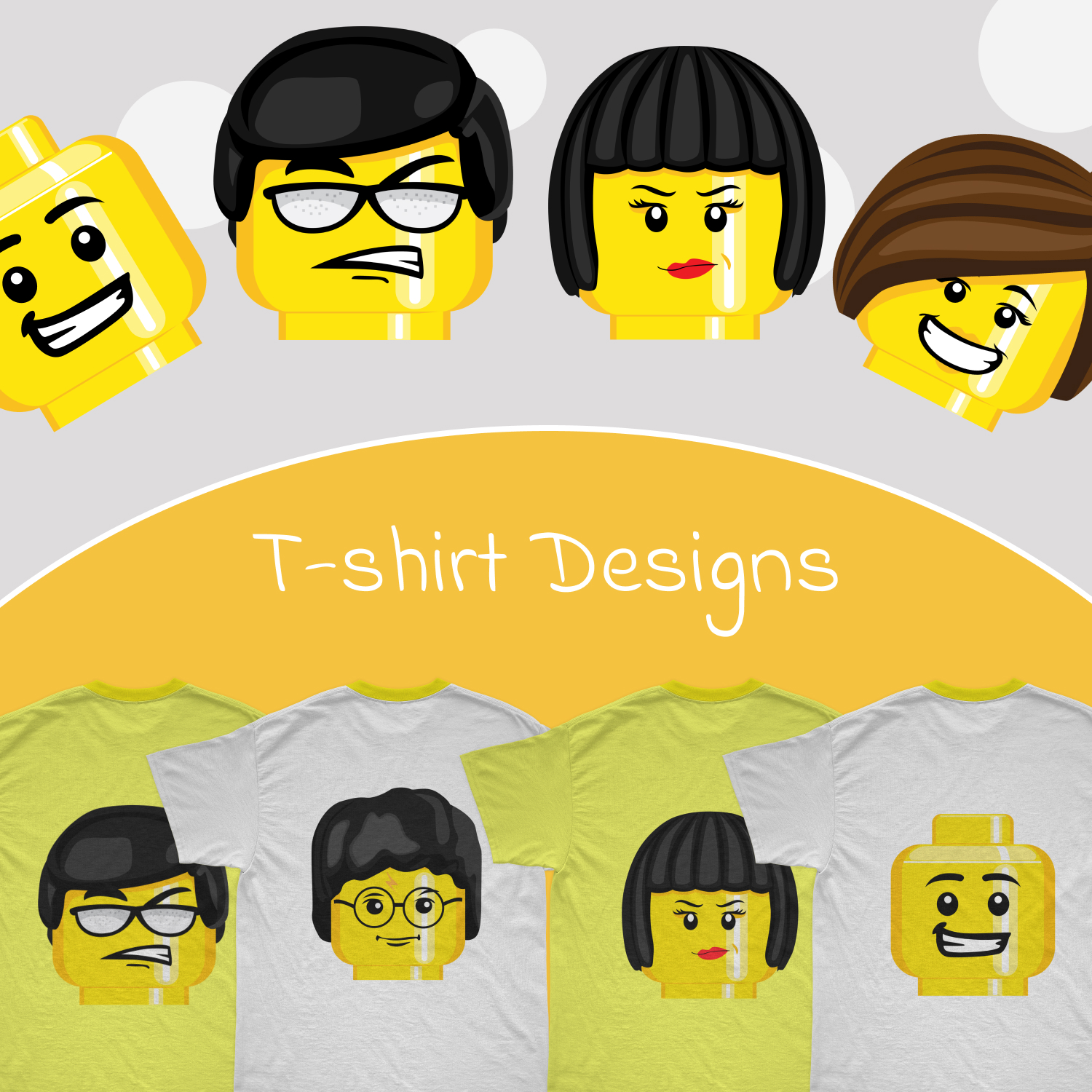 Prints of lego head t shirt designs bundle.