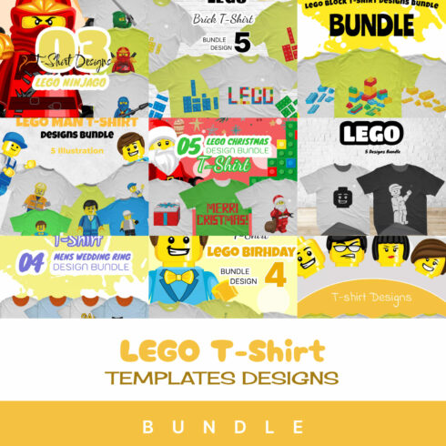 Preview lego svg t shirt design templates bundle.