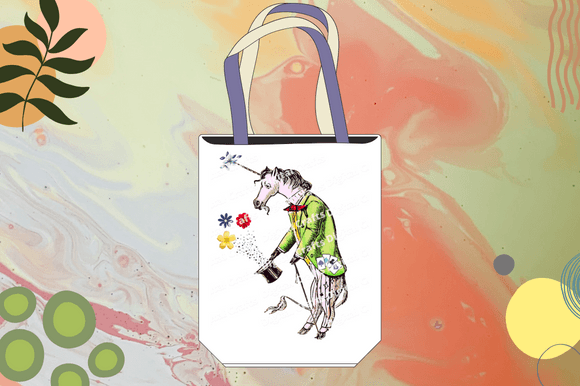 Bag with a unicorn print.