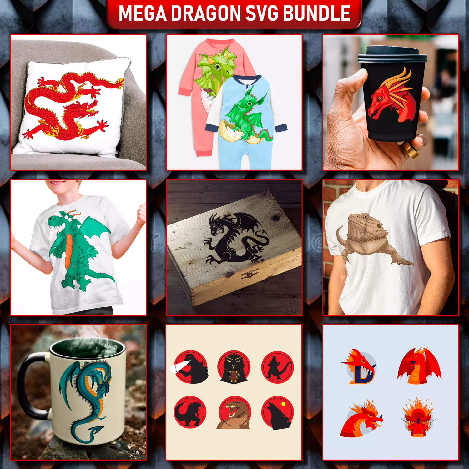 Mega Dragon SVG Design Bundle cover image.