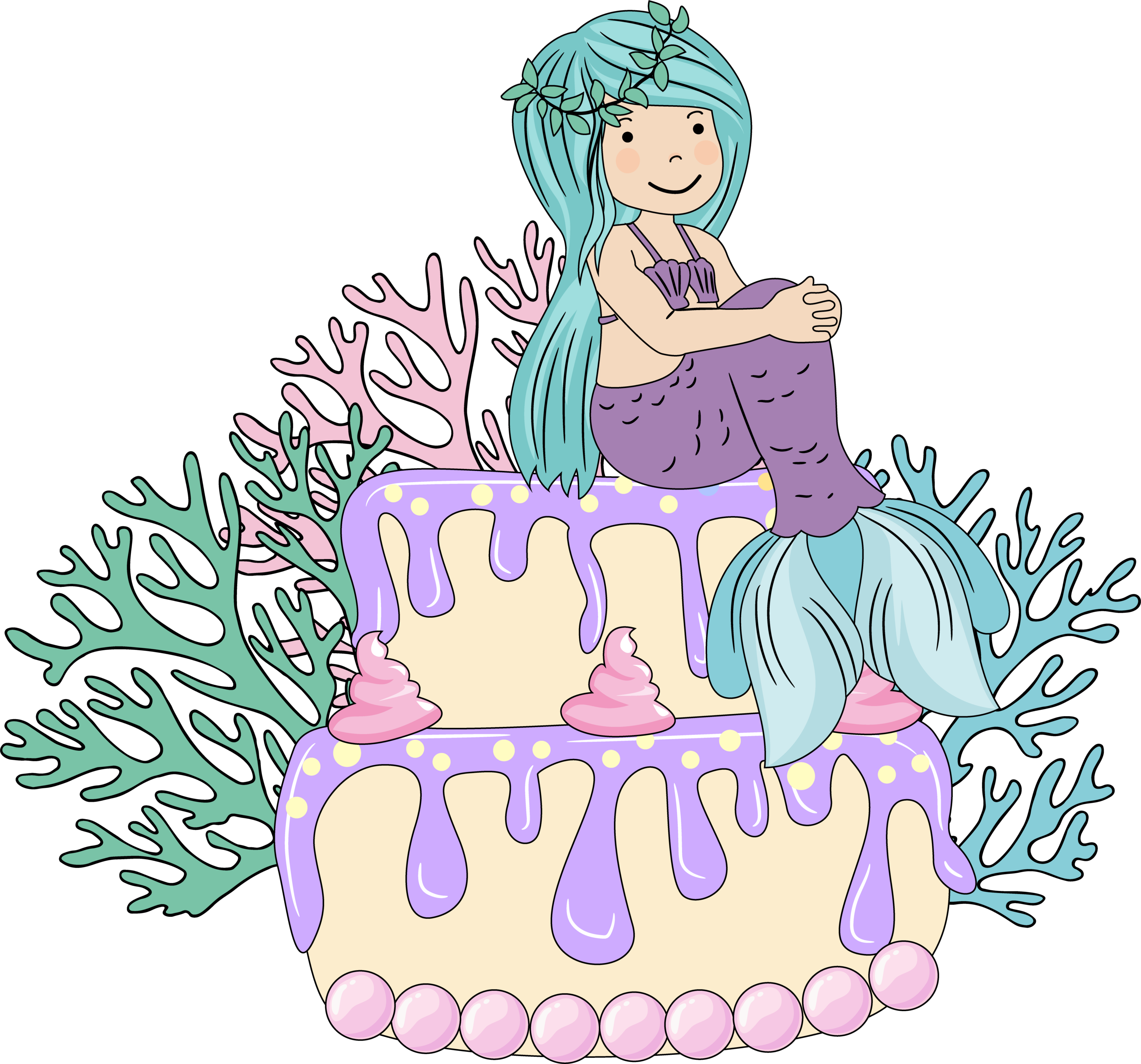 A beautiful mermaid on a cake.