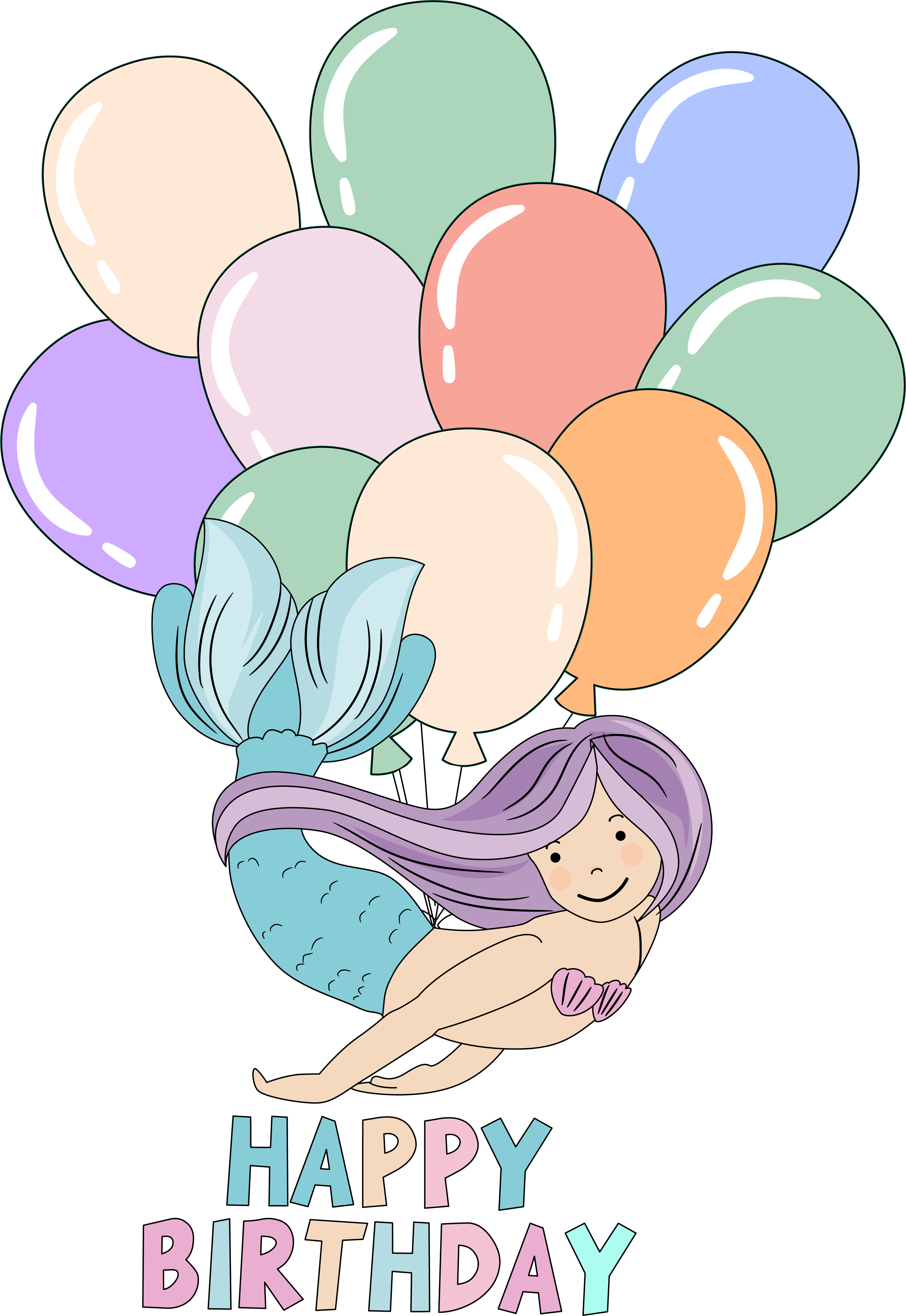 A wonderful mermaid with balloons.