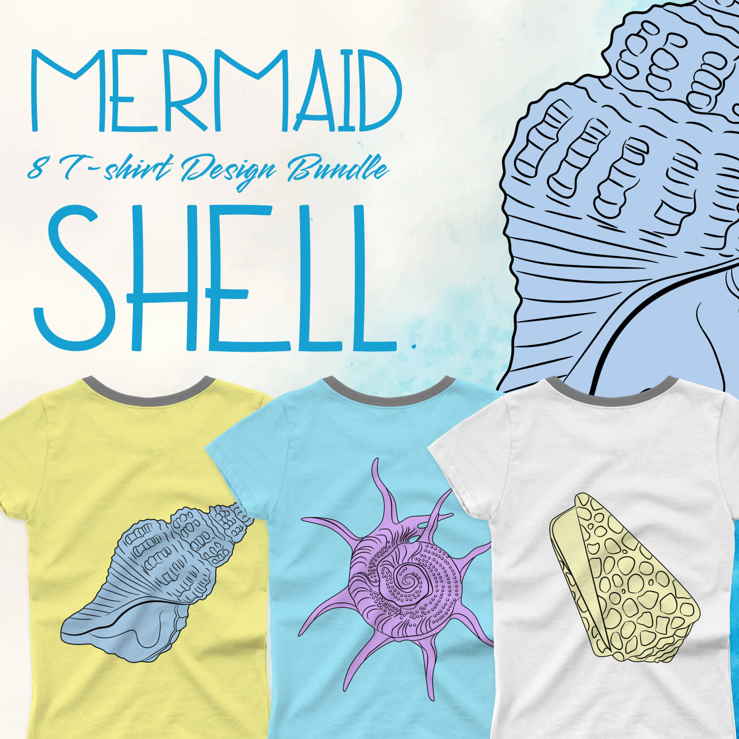 Illustration mermaid shell on images.