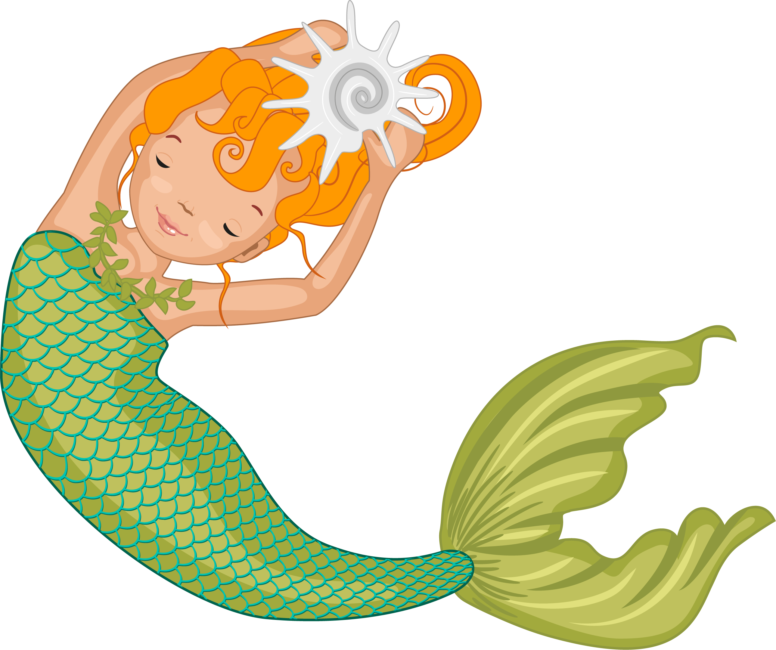 A mermaid with something in her hands.