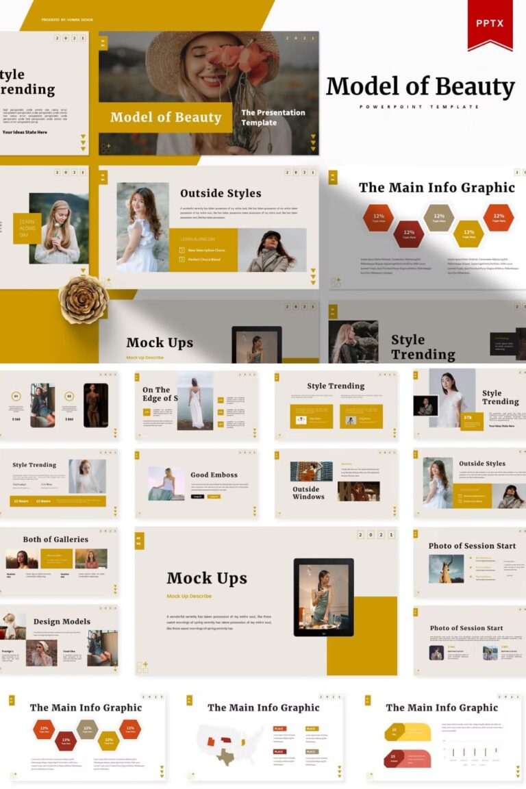 Model Of Beauty PowerPoint Template – MasterBundles