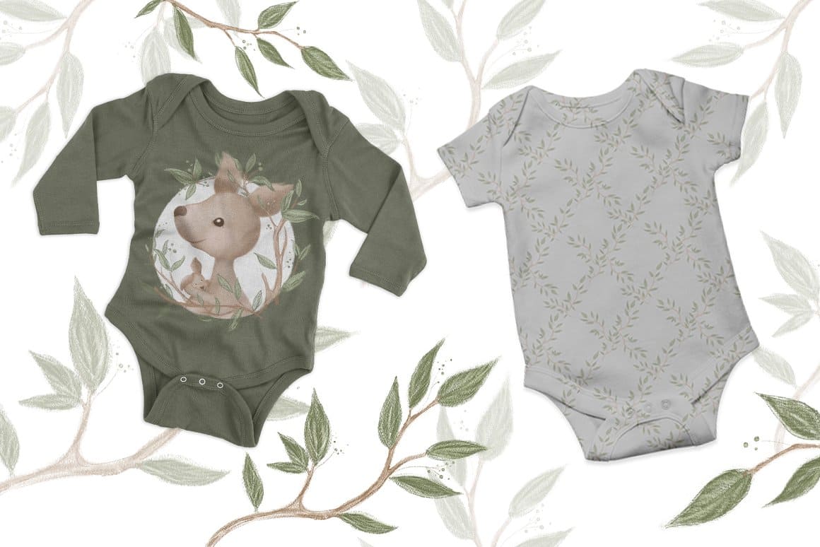 Mom and Baby Kangaroo Seamless Pattern preview image.