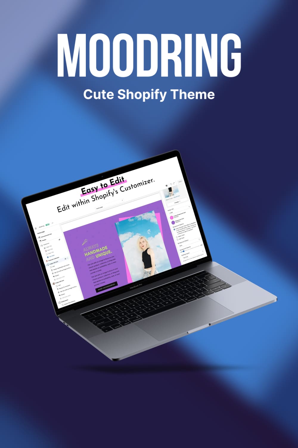 Preview Moodring: Cute Shopify Theme on the laptop..