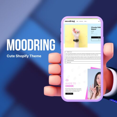 Preview Moodring: Cute Shopify Theme on the mobile.
