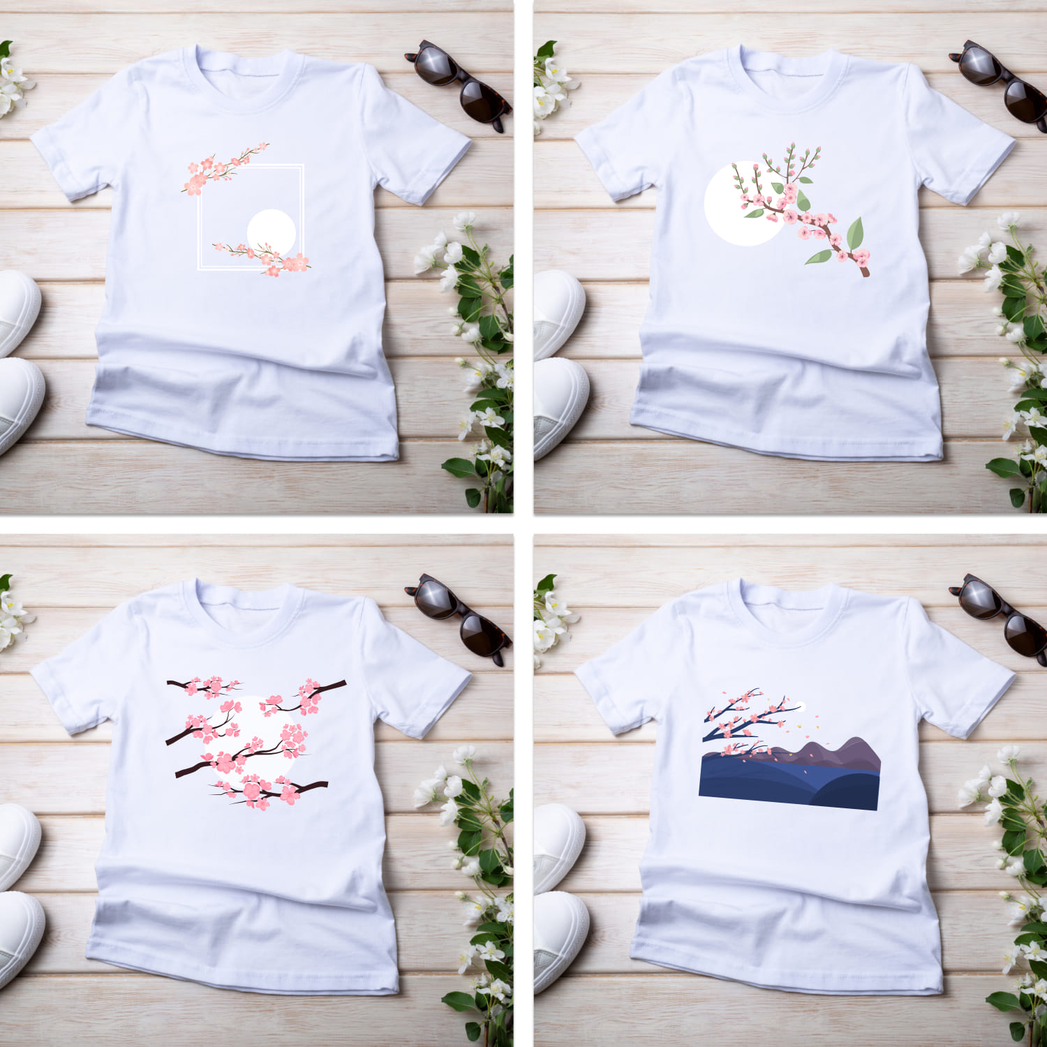 Images with moon with cherry blossom t shirt designs.