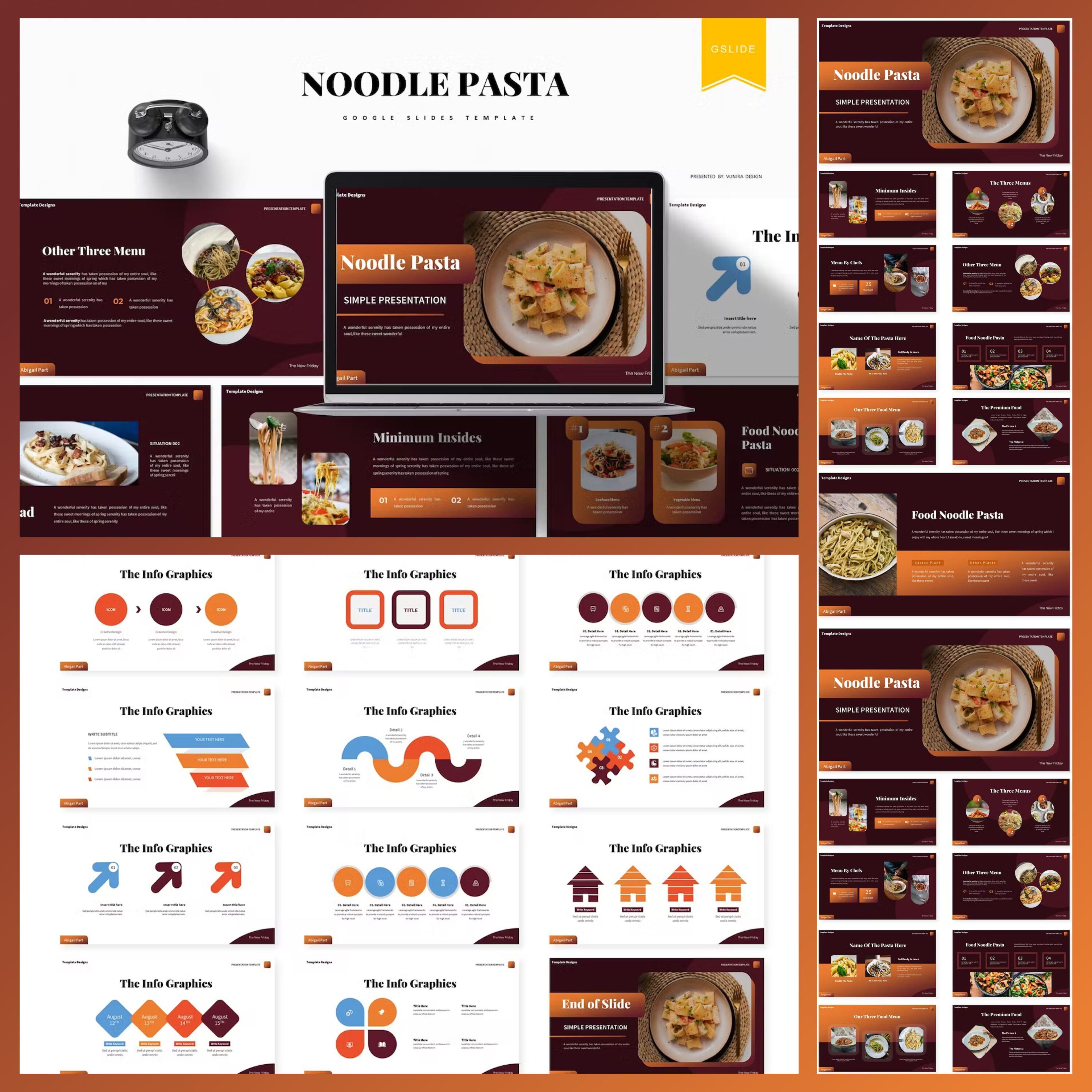 Preview noodle pasta google slides template.