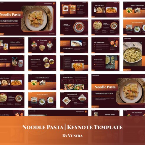Prints of noodle pasta keynote template.