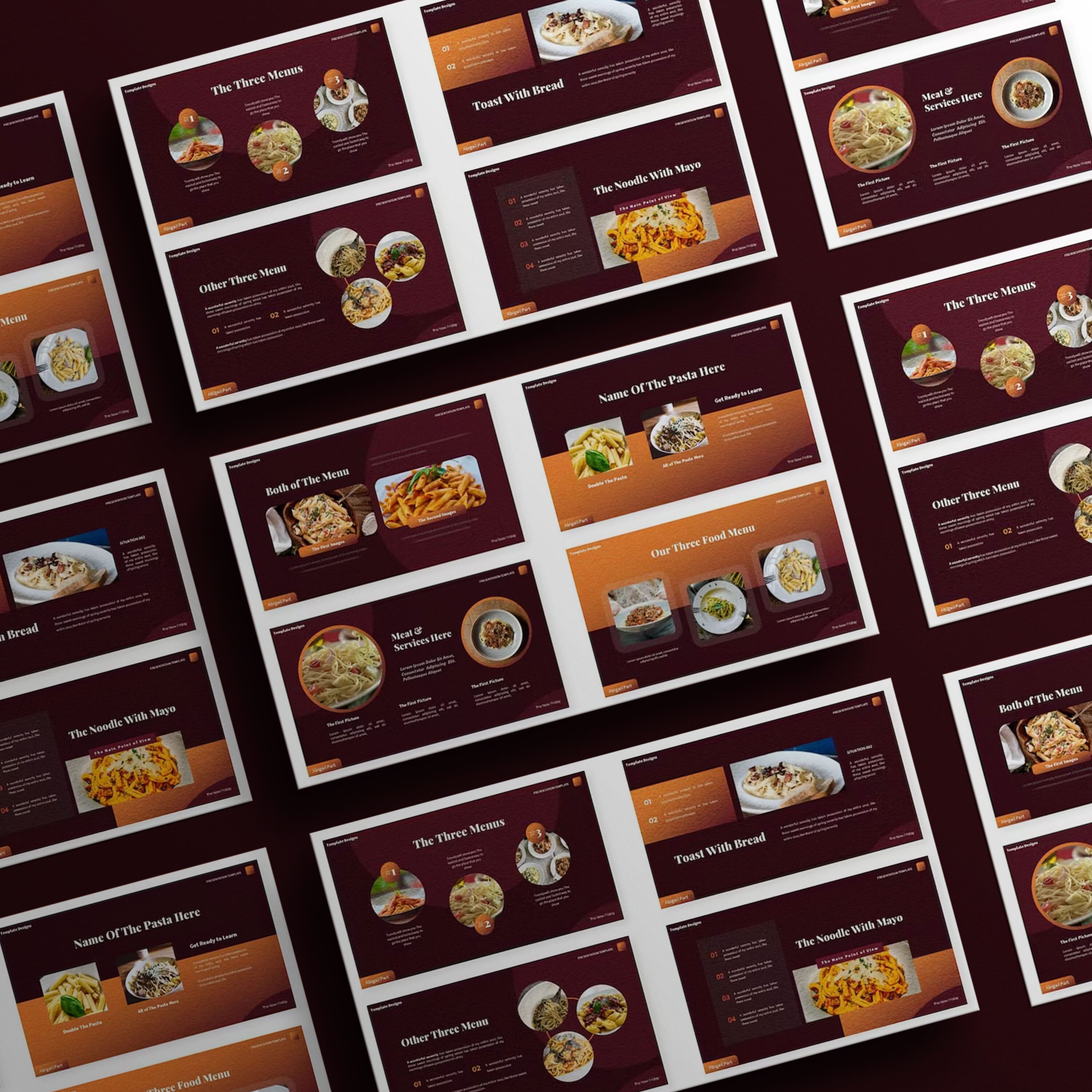 Preview noodle pasta powerpoint template.