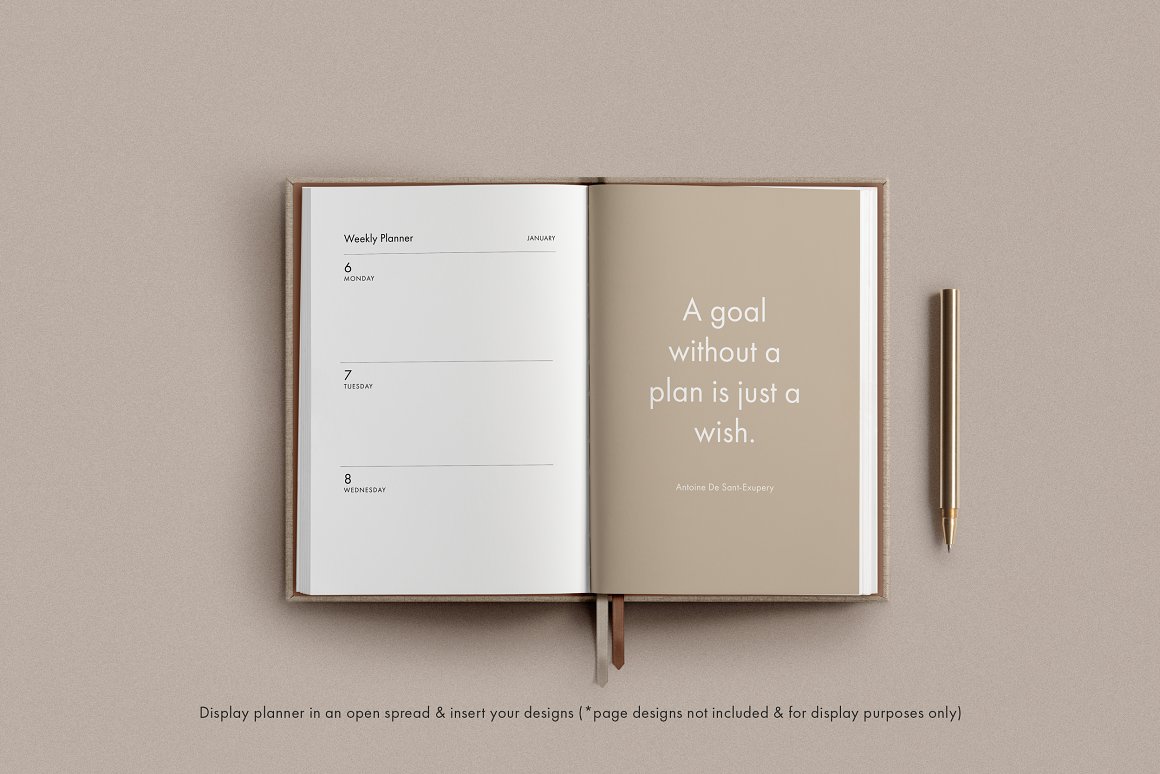 A notebook with a golden page.