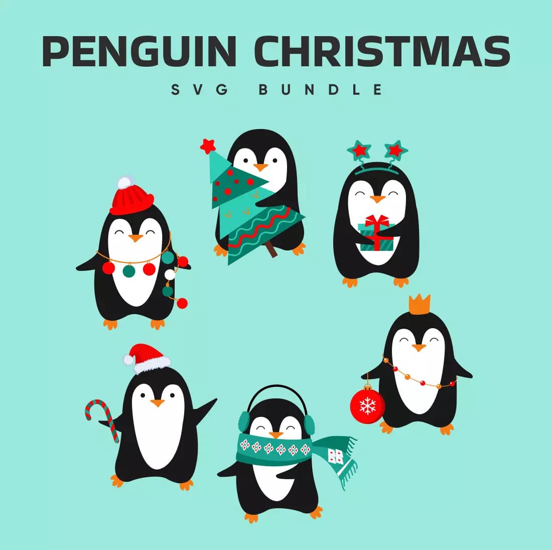 Penguin christmas svg bundle.
