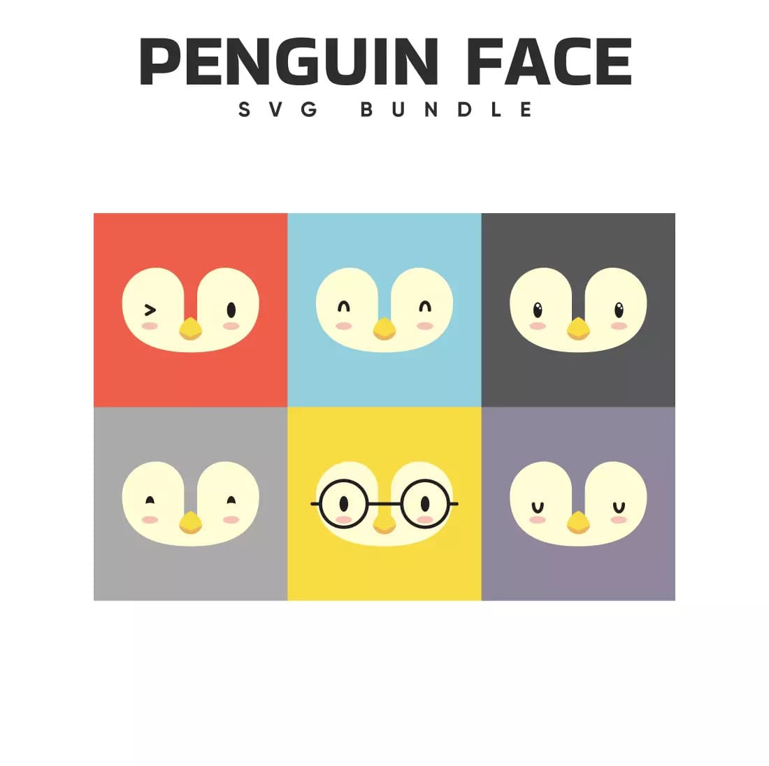 The penguin face svg bundle.