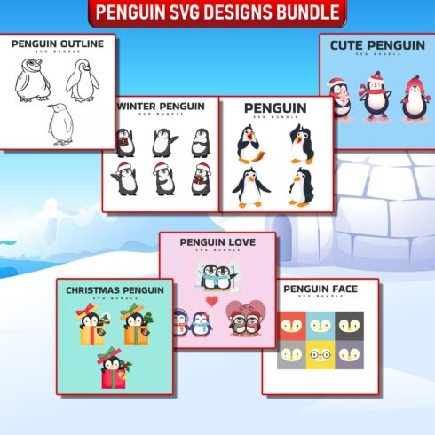 Penguin SVG Designs Bundle cover image.