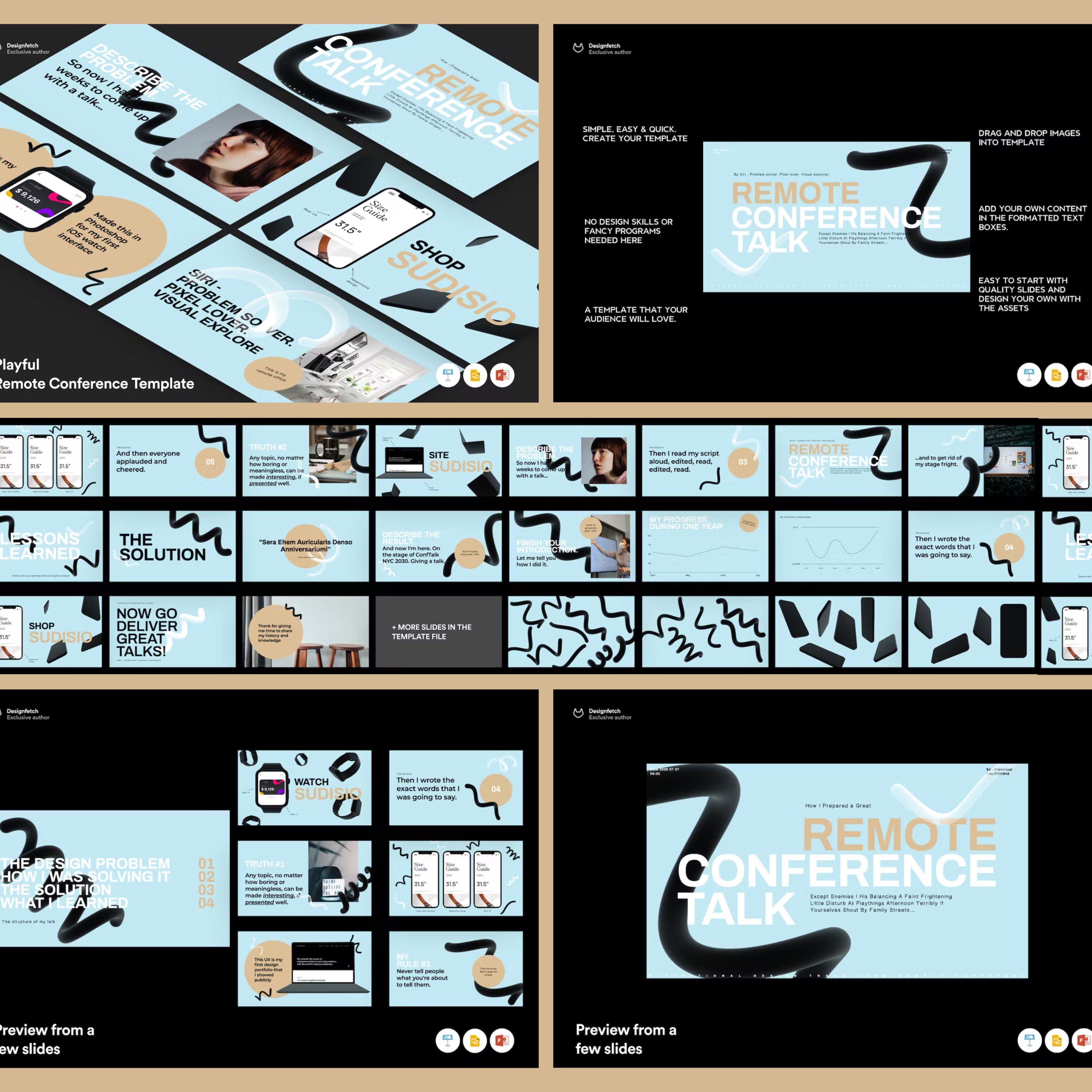 Images with playful remote conference template.