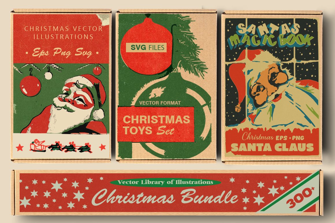 Beautiful color vintage Santa drawings.