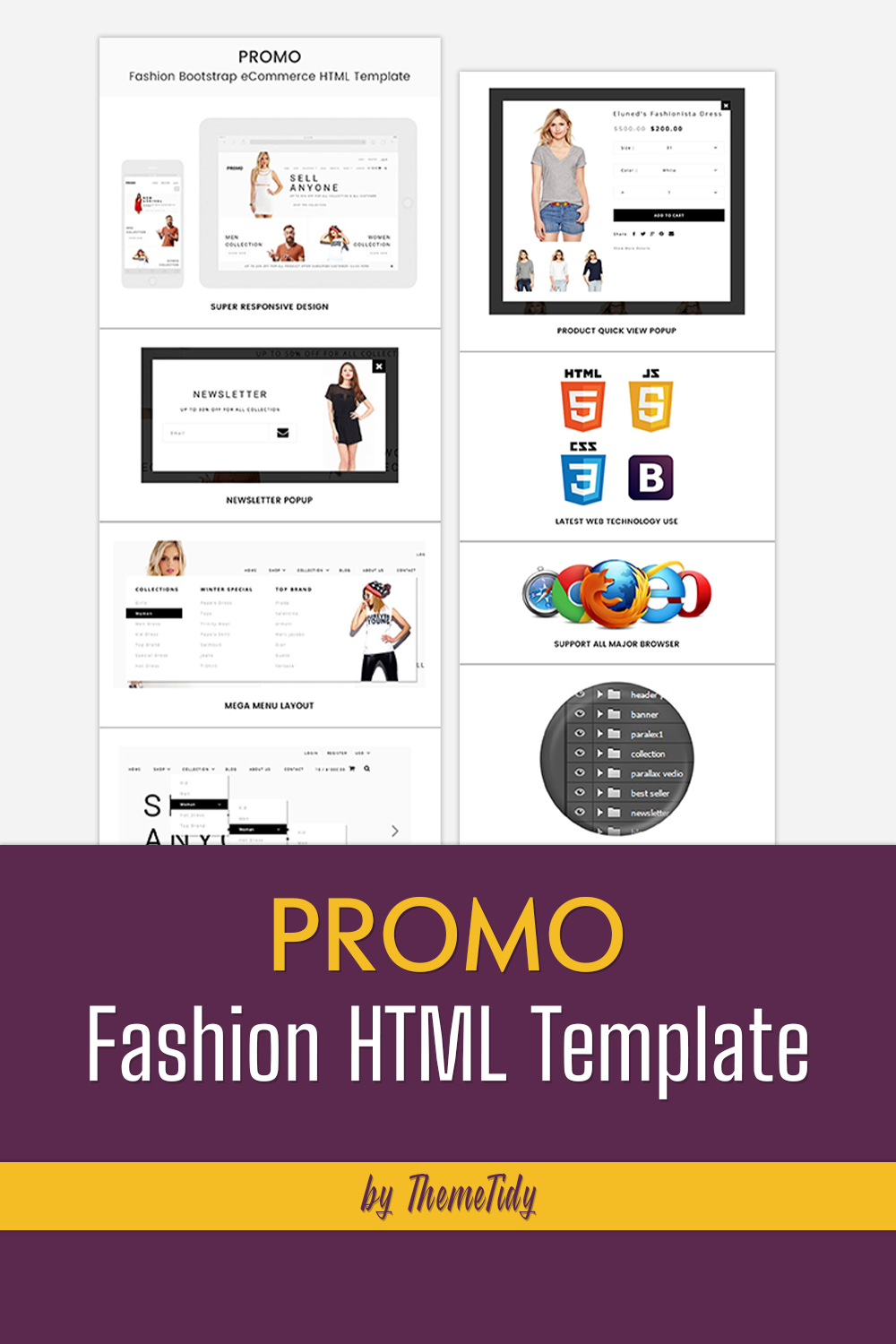 Promo fashion html template images of pinterest.