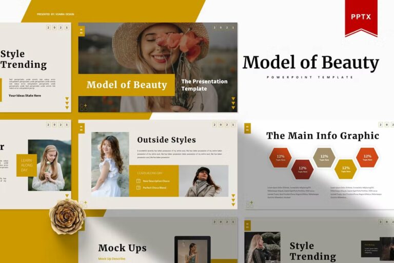 Model Of Beauty PowerPoint Template – MasterBundles