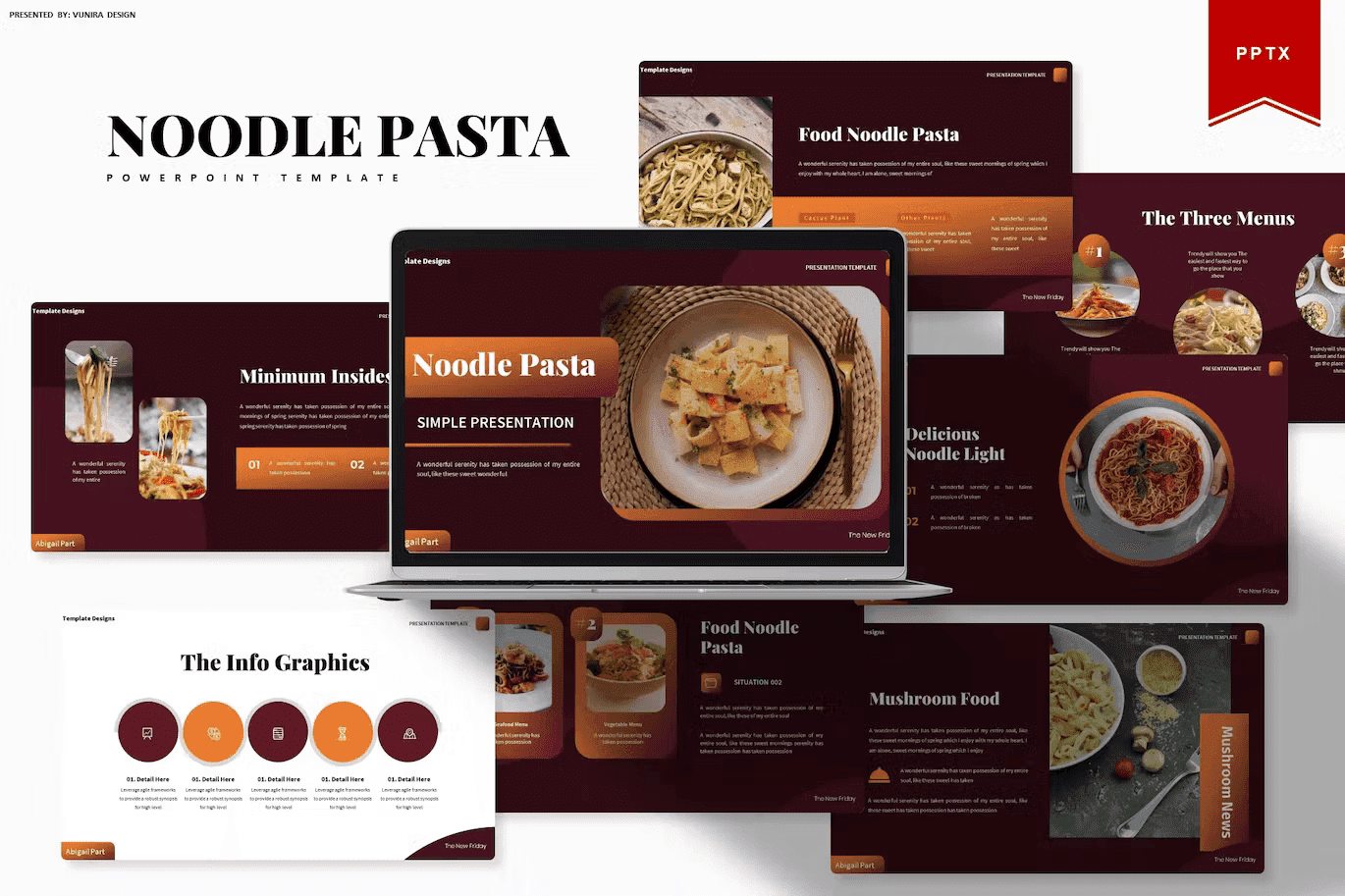 The title page of the pasta-themed template.