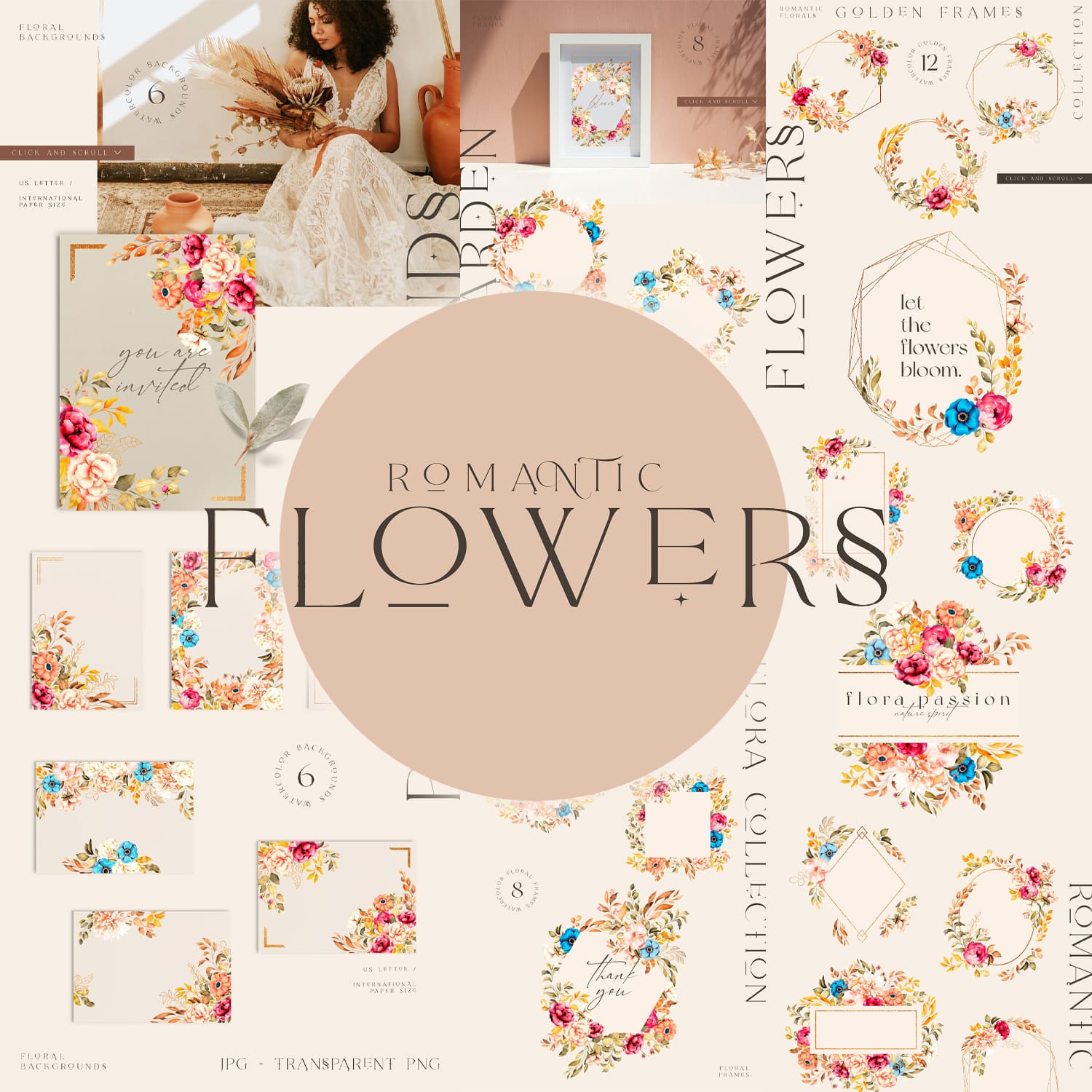Unique images with floral frames.