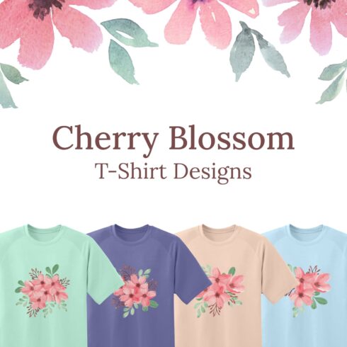 Prints scherry blossom on t-shirt designs.