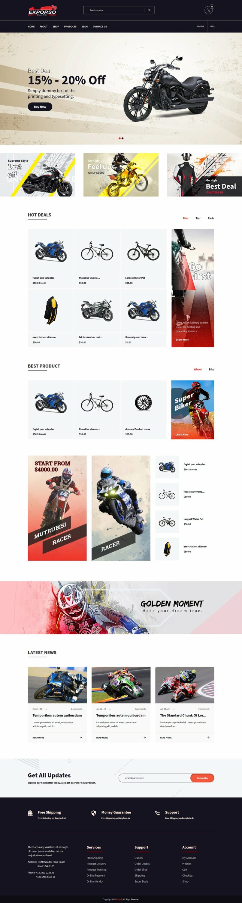 Image of motorcycle sales sideboard template.