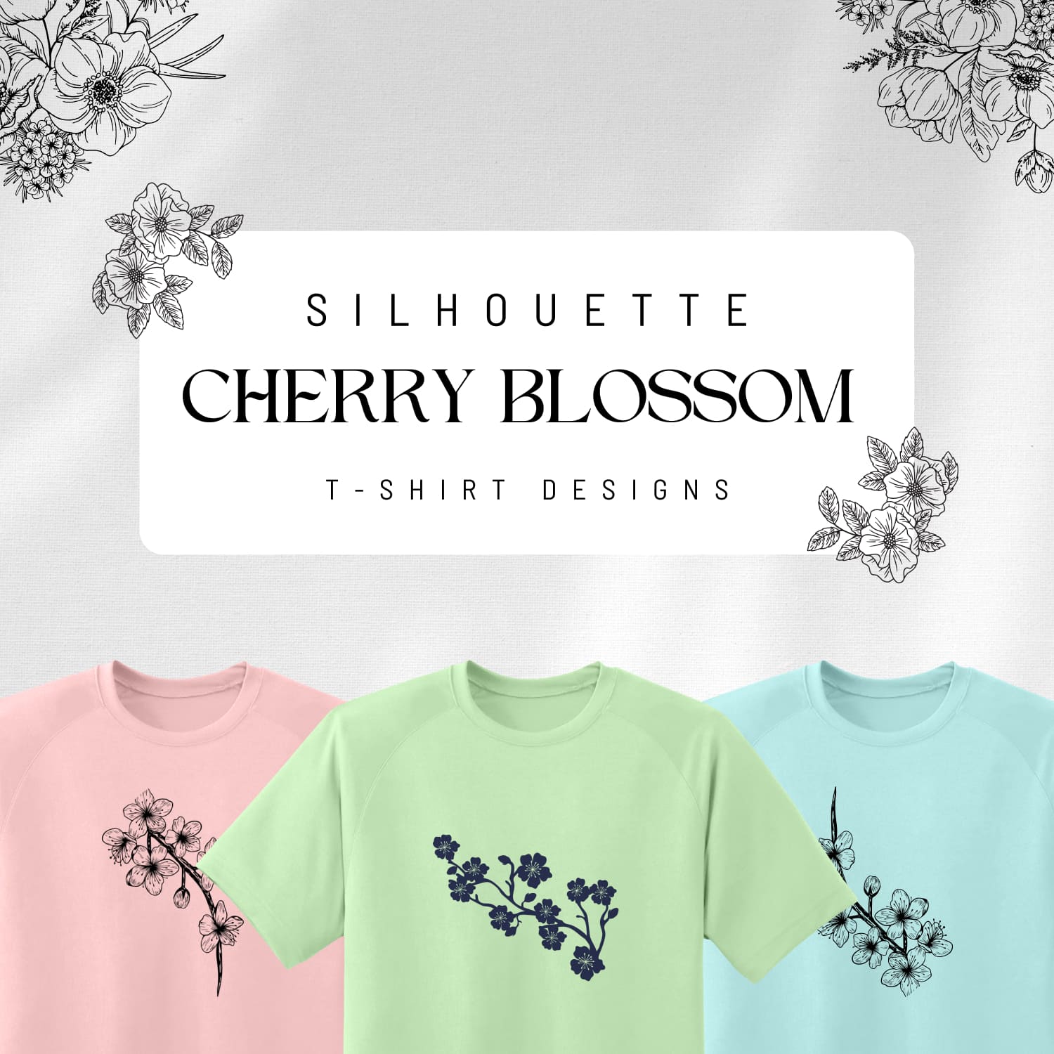 Images with silhouette cherry blossom t shirt designs.