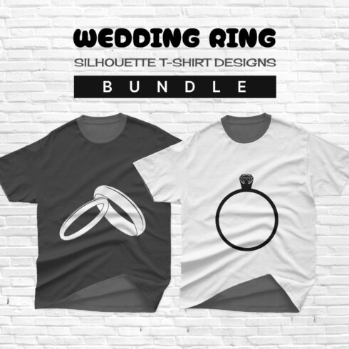 Silhouette wedding ring t-shirt designs bundle.