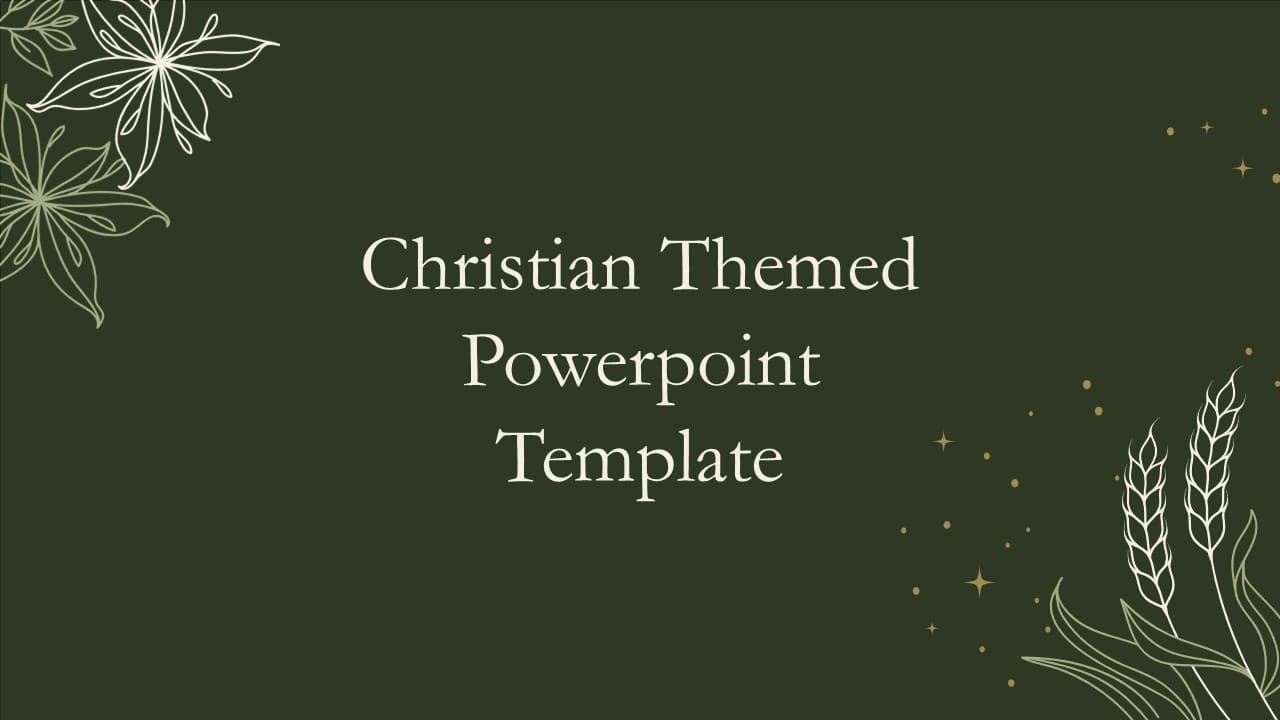 Green slide with title: Christian Themed Powerpoint Template.