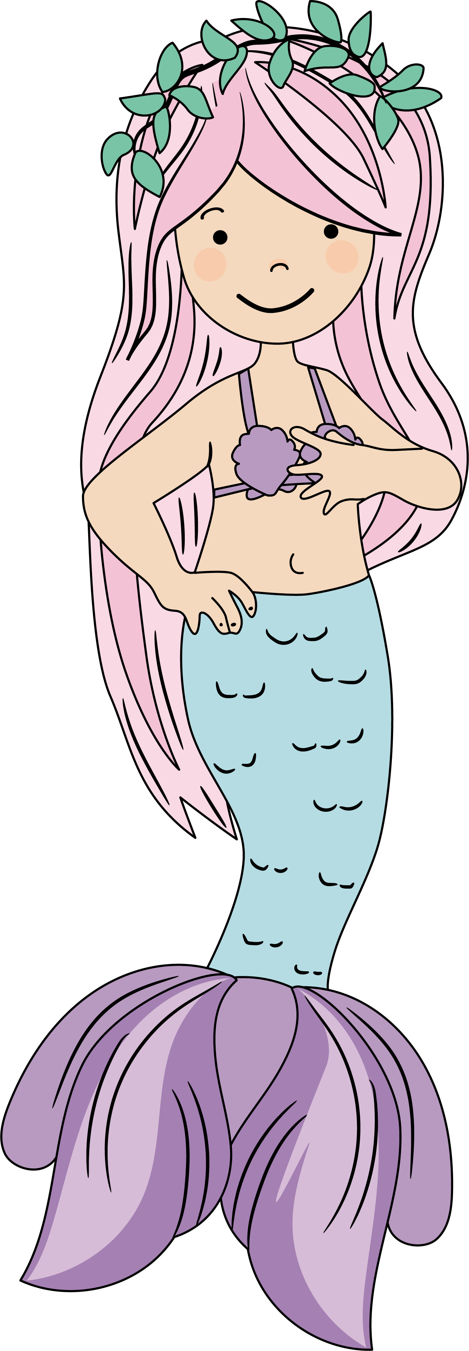 A small mermaid with a green tail.