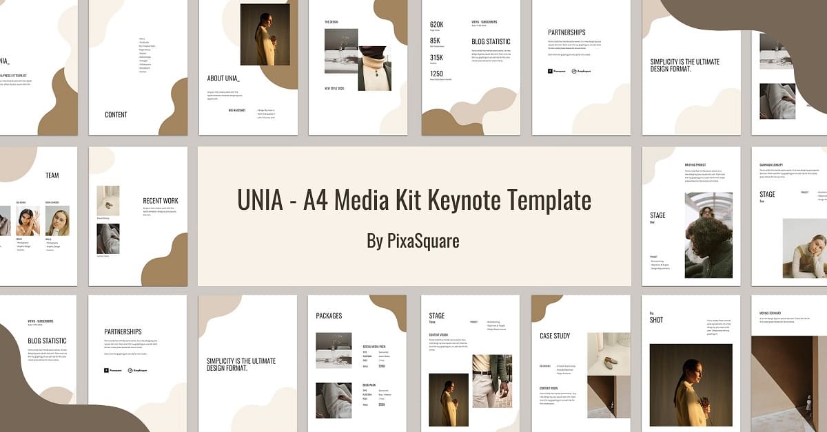 Team of Unia - A4 media kit keynote template.