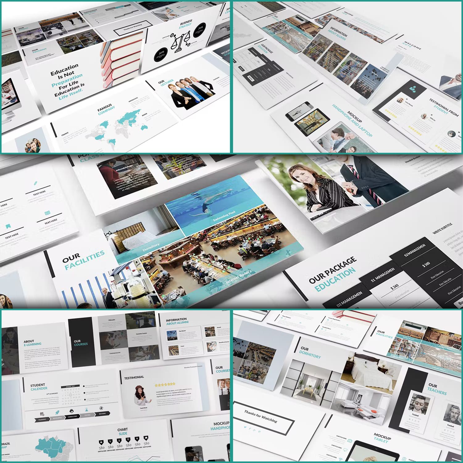 Facilities of University and education powerpoint template.