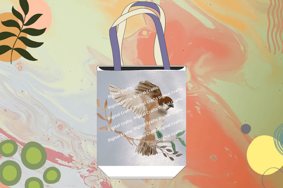A print with a bird on the bag.
