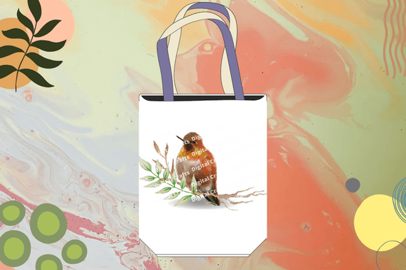 A print with a bird on the bag.