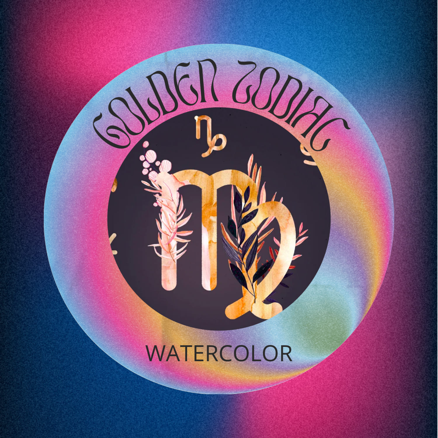 Preview watercolor golden zodiac.
