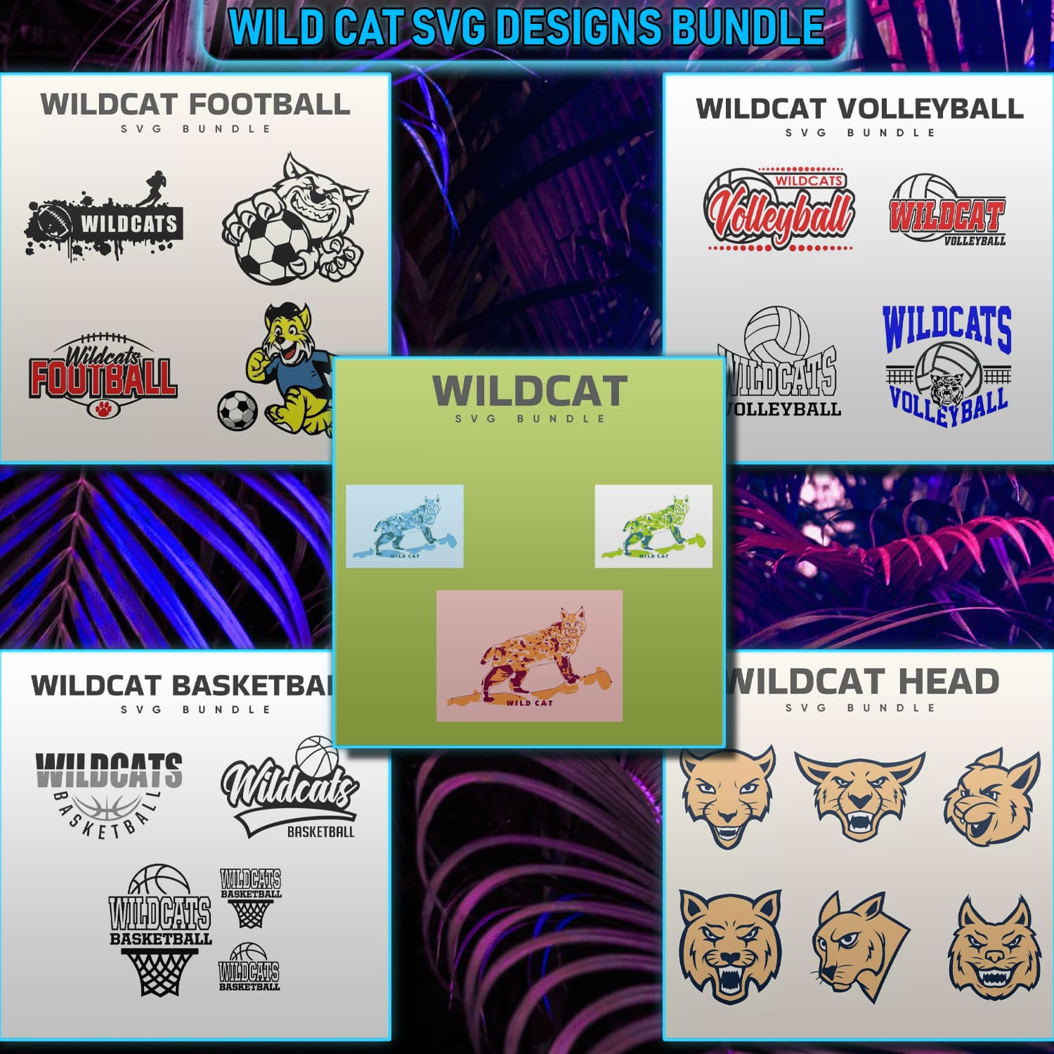 Wild cat designs bundle.